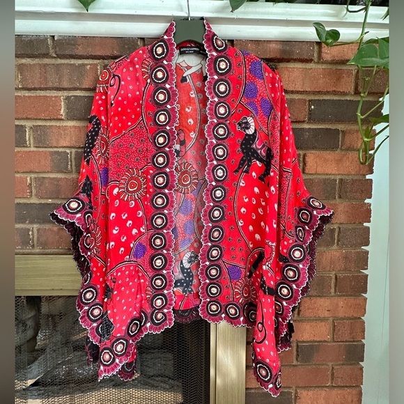 💝Vintage. Shivan & Narresh Patu Series 100% viscose  unique kimono one size. - Picture 1 of 11